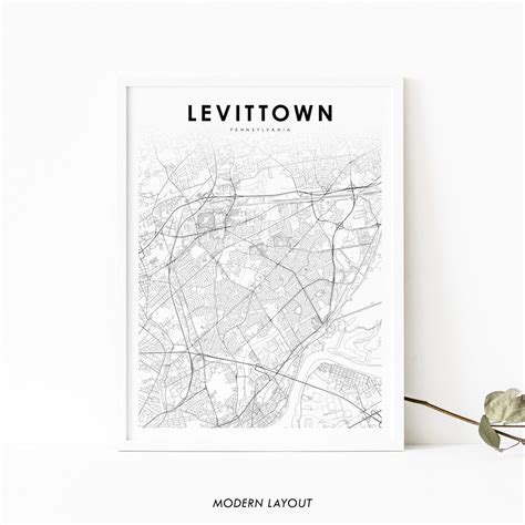 Levittown PA Map Print, Pennsylvania USA Map Art Poster, Bucks County ...