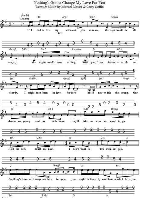 Nothing's Gonna Change My Love For You Sheet Music - Tenor Banjo Tabs