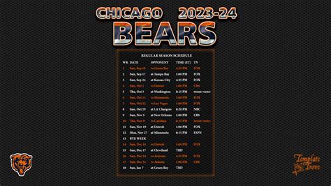 2023-2024 Chicago Bears Wallpaper Schedule