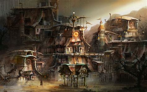 steam punk town concept, Ast Ralf | Стимпанк, Концептуальное искусство, Город