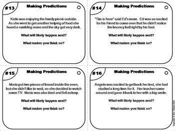 Making Predictions Task Cards 3rd 4th 5th 6th Grade Inferencing Activity