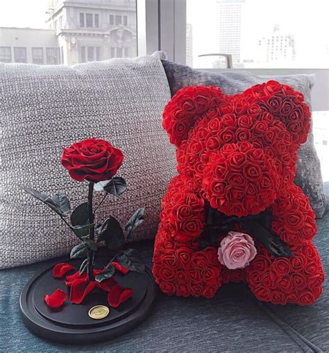 Romantic Rose Teddy Bear | 9" Luxurious Red Bear - JDGOSHOP - Creative ...