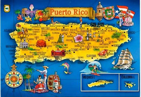 This is a pictorial map of Puerto Rico. Doesn't it look like a fun place to visit? | Puerto rico ...