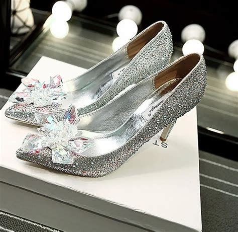 Original wedding shoes woman Shanda Cinderella glass slipper leather retro Bridal Shoes crystal ...