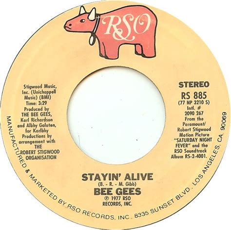 Bee Gees – Stayin' Alive – Vinyl (Pitman Pressing, 7", 45 RPM + 2 more), 1977 [r3494974] | Discogs