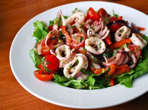 Marinated Calamari Salad | Squid salad, Salad recipes, Salad