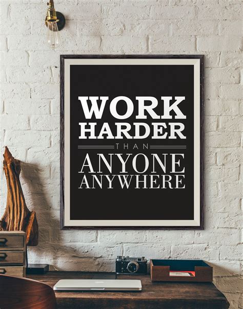 Work hard quote poster quote print quote wall art | Etsy