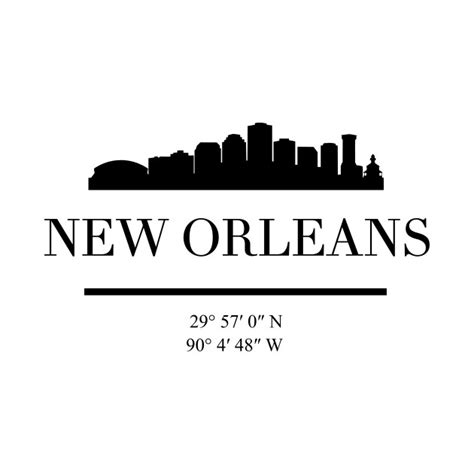 NEW ORLEANS LOUISIANA BLACK SILHOUETTE SKYLINE ART - New Orleans - T ...