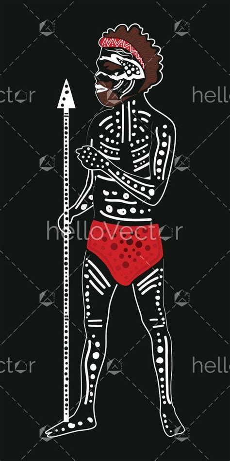 Aboriginal man with spear - Illustration - Download Graphics & Vectors