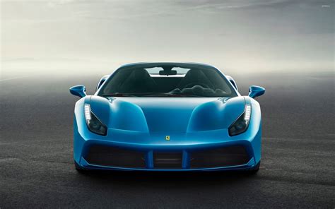 Blue Ferrari 488 Spider front view wallpaper - Car wallpapers - #51124