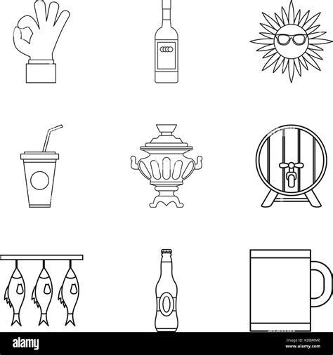Beach party icons set, outline style Stock Vector Image & Art - Alamy