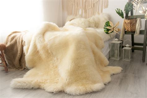 Real Fur Sheepskin Throw | Super Large | Sheepskin Rug | Boho Blanket ...