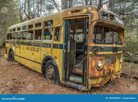 Scrapped School Buses Sit In Auto Junkyard Royalty-Free Stock Image | CartoonDealer.com #34387630