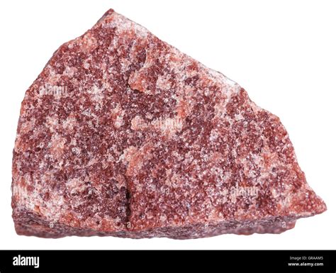 macro shooting of metamorphic rock specimens - red Quartzite stone isolated on white background ...