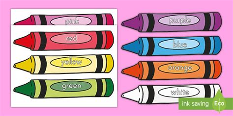 Color Words on Crayons Cut-Outs