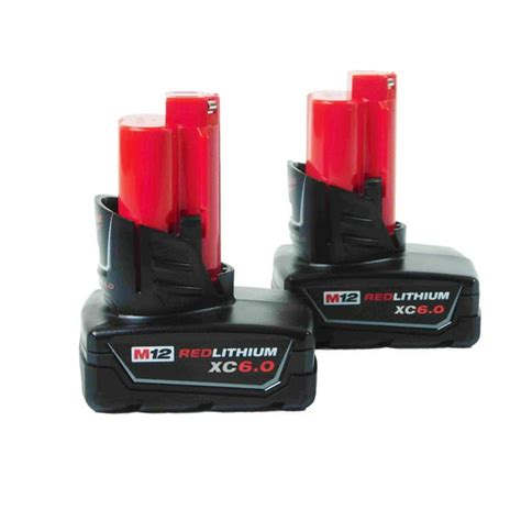 Milwaukee M12 Redlithium 12V 6Ah Battery 48-11-2460 - Two Pack ...