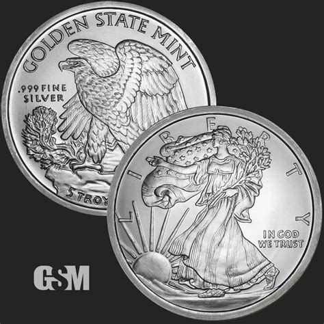 Bars & Rounds Coins Silver Walking Liberty Design 999 Fine Silver ...