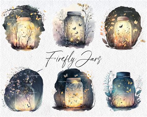 Cute Watercolor Firefly Jars Clipart Commercial Use Clipart - Etsy