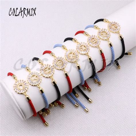 Aliexpress.com : Buy 10pcs tiny letter bracelets with white crystal bracelet bangle mix color ...