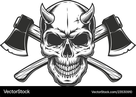 Vintage demon skull with horns Royalty Free Vector Image