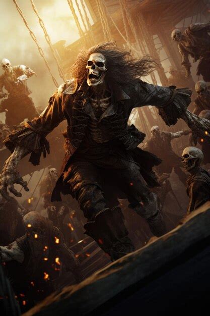 Premium AI Image | skeleton pirates jump run to fight