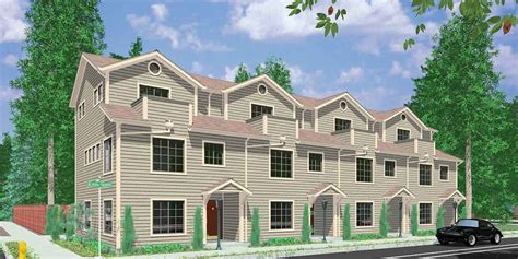 House front color elevation view for F-559 Quadplex house plans, multi family house plans, F-559 ...