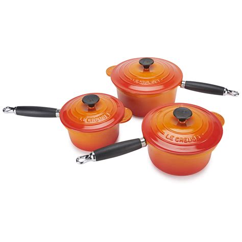 Le Creuset Cast Iron 3 Piece Saucepan Set - Volcanic Homeware | TheHut.com