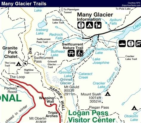 Glacier National Park Hiking Trails Map