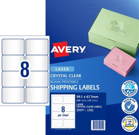 Avery Crystal Clear Shipping Labels for Laser Printers - 99.1 x 67.7mm ...