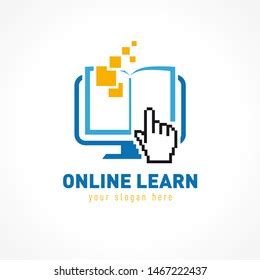 Online Learning Logo Template Pixel Book Stock Vector (Royalty Free ...