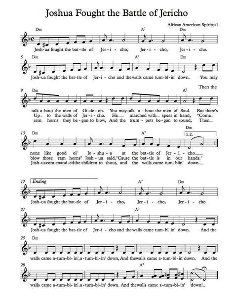 Free Lead Sheet – Joshua Fought the Battle of Jericho | Christian song lyrics, Hymn sheet music ...