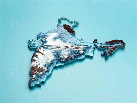 Topographic India Map Hypsometric Hindustan Elevation tint Spectral Shaded relief map 3d ...