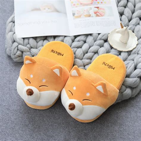 Indoor Cozy Super Soft Sole Plush Slippers Stuffed Corgi Dog Pet Shaped Slippers For Women Men ...