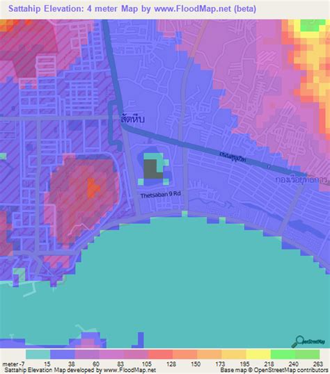 Elevation of Sattahip,Thailand Elevation Map, Topography, Contour