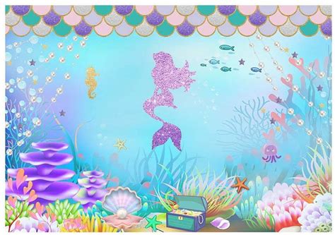 Mermaid Party Photo Backdrop Under the Sea Party Decorations Mermaid Party Decorations Mermaid ...