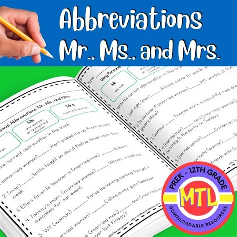 Personal Abbreviations | Mr., Ms., and Mrs. - My Teaching Library ...