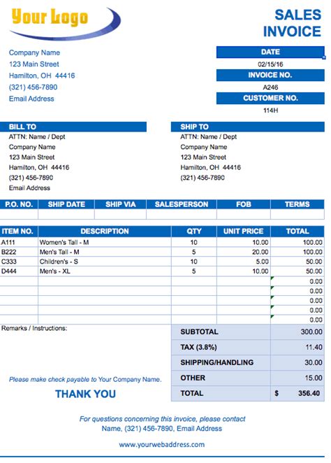 Professional Bill Format In Excel - kathand3kids