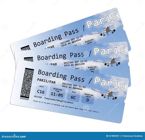 Airline Boarding Pass Tickets To Paris (Europe-France) Stock Image ...