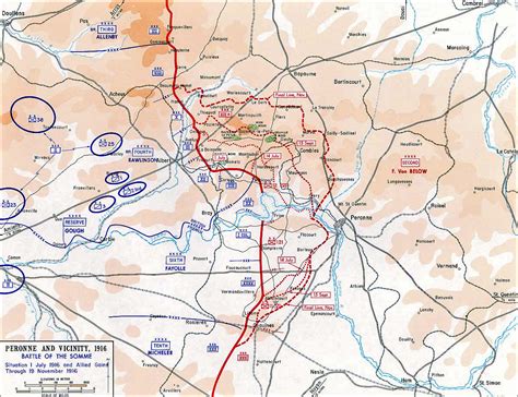 Map of the First Battle of the Somme - Jul 1-Nov 13, 1916