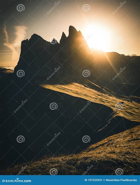 Seceda Mountain in Dolomites during Sunrise in Autumn Stock Image - Image of dolomiti, natural ...