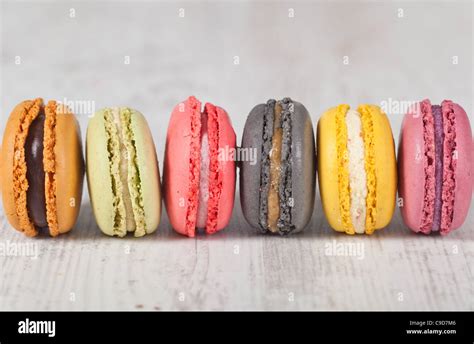 Colorful delicious macarons, typical french pastries Stock Photo - Alamy