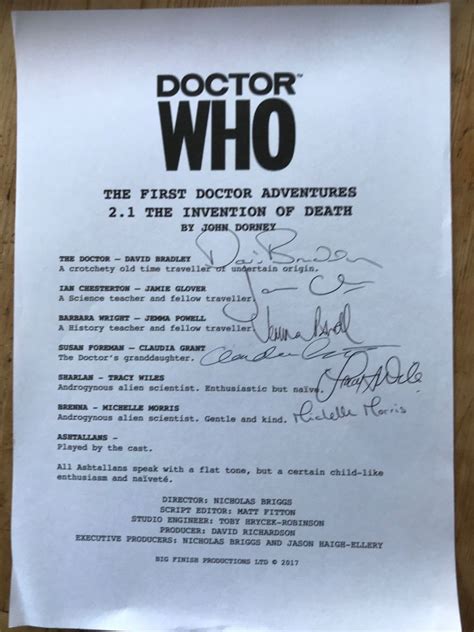 Bid on Signed Big Finish Doctor Who Scripts - In Support of Leukaemia ...