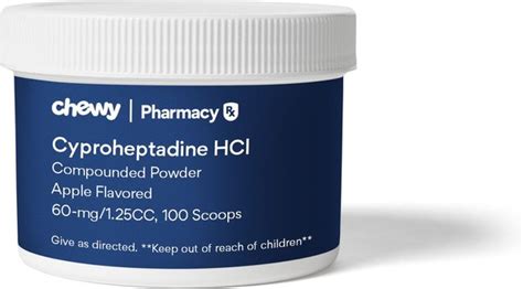 CYPROHEPTADINE HCL COMPOUNDED Powder Apple Flavored for Horses, 60-mg/1.25CC, 100 scoops - Chewy.com