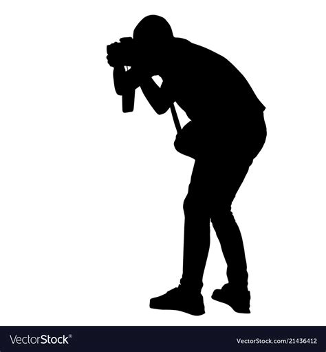 Standing photographer silhouette Royalty Free Vector Image