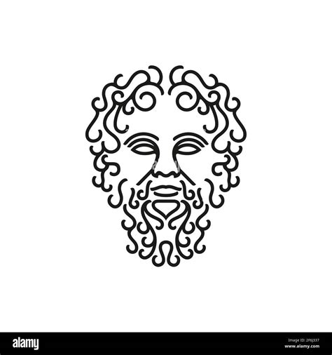 Greek god Zeus Line Art Logo. Ancient Greek God Sculpture Philosopher ...