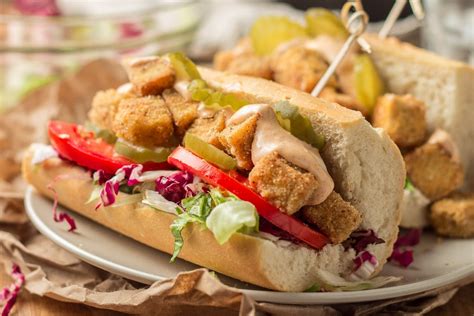 Vegan Po' Boy Sandwiches with Crispy Cornmeal Crusted Tofu