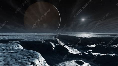 Artwork of Charon Seen From Pluto - Stock Image - F016/8874 - Science ...