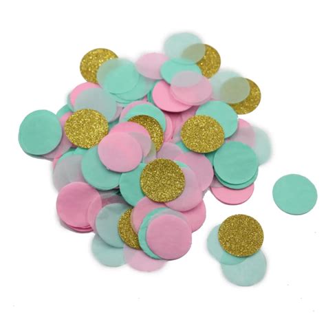 20g Mint Pink & Gold Glitter Confetti | Circle Confetti | Bridal Shower ...