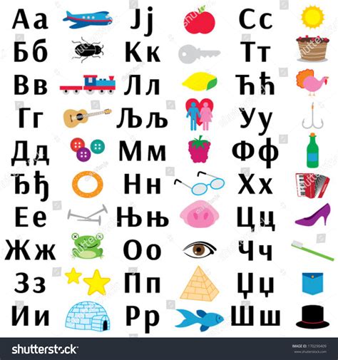 Serbian Cyrillic Letters Chart Stock Vector Illustration 170290409 : Shutterstock