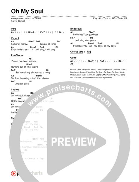 Oh My Soul Chords PDF (Travis Cottrell) - PraiseCharts